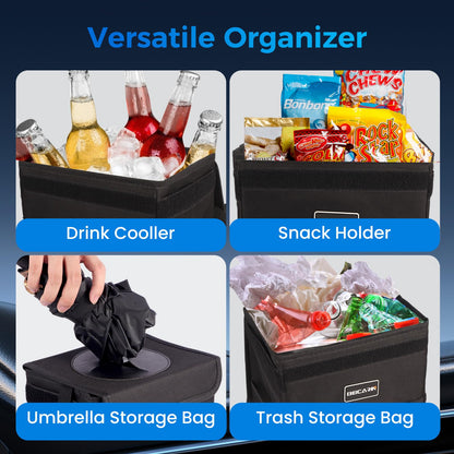 Beicarin Car Trash Can With Lid 2.6 Gal Leakproof Collapsible SUV Truck Van Organizer