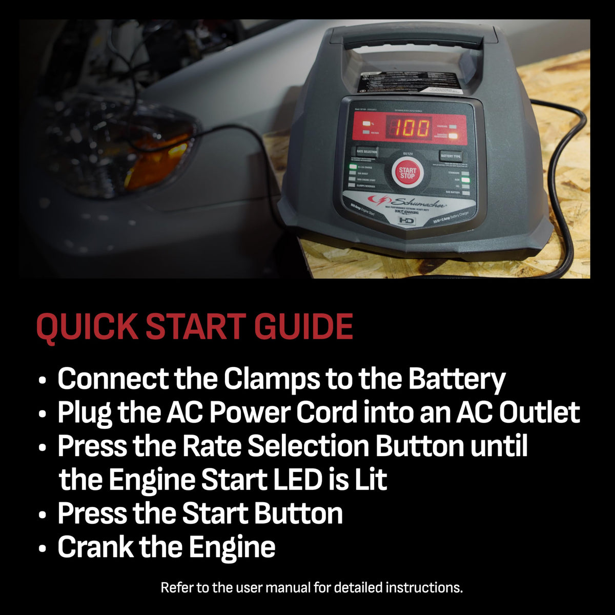 Schumacher 6V 12V Battery Charger And 100A Engine Starter 5 In 1 Maintainer 6A 30A Boost
