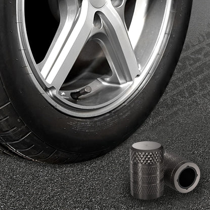 Black Anodized Aluminum Tire Valve Stem Caps Set, 4 Pack, Universal Fit Cars Trucks SUVs Motorcycles