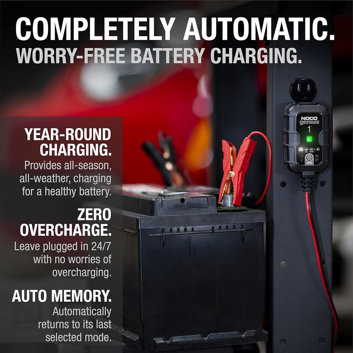 NOCO Genius1 1A 6V 12V Smart Battery Charger Maintainer Desulfator for Lead Acid LiFePO4