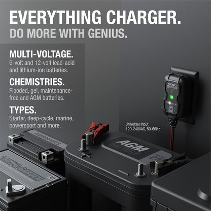 NOCO Genius1 1A 6V 12V Smart Battery Charger Maintainer Desulfator for Lead Acid LiFePO4