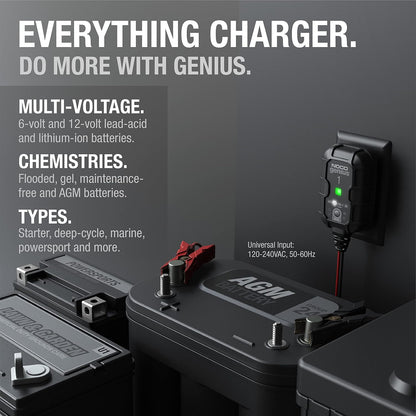 NOCO Genius1 1A 6V 12V Smart Battery Charger Maintainer Desulfator for Lead Acid LiFePO4