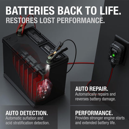 NOCO Genius1 1A 6V 12V Smart Battery Charger Maintainer Desulfator for Lead Acid LiFePO4