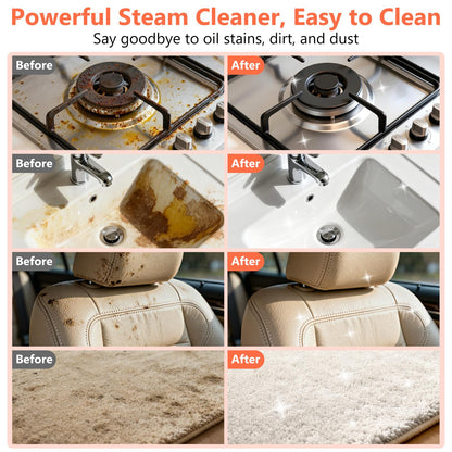 Portable Steam Cleaner With 16 Accessories, 15-Second Heat Up, Handheld For Home And Car Detailing