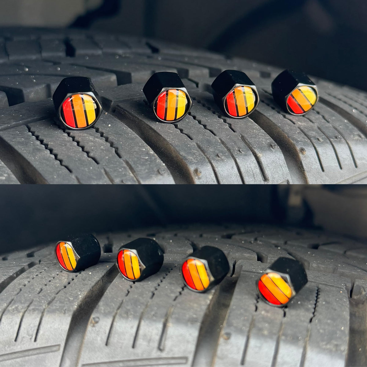 Red Aluminum Tire Valve Stem Caps For Tesla Models 3 S X Y Leakproof With Rubber O Rings 4 Pack