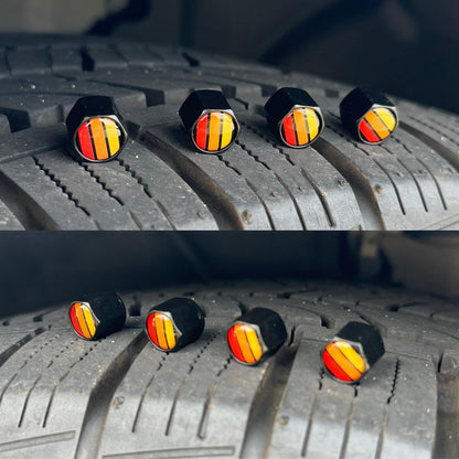 Red Aluminum Tire Valve Stem Caps For Tesla Models 3 S X Y Leakproof With Rubber O Rings 4 Pack