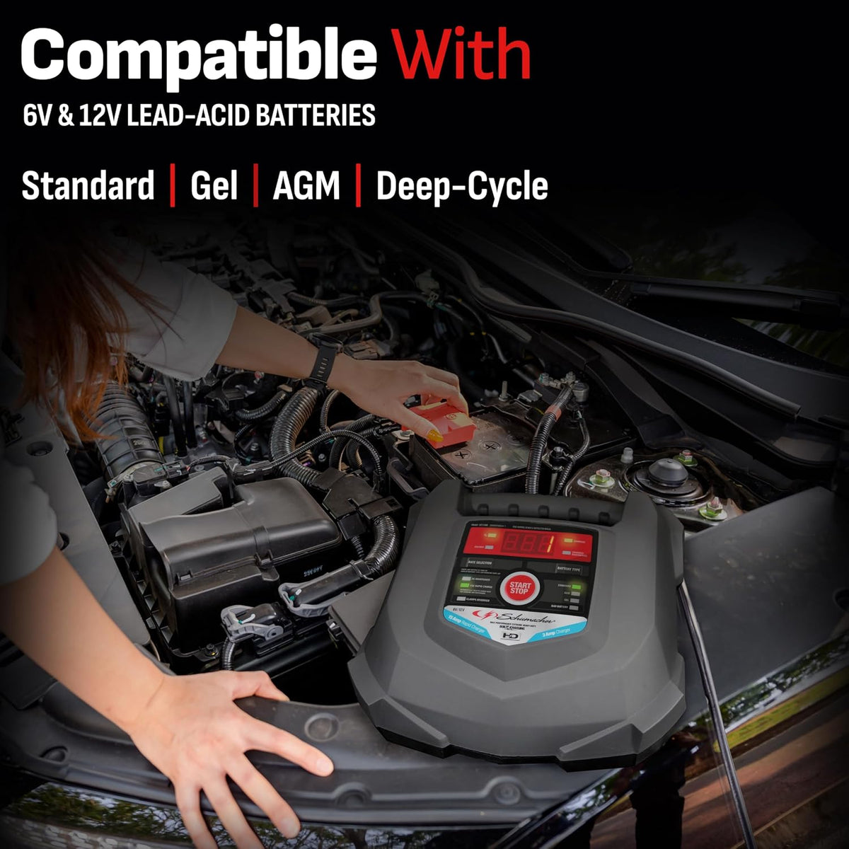 Schumacher SC1280 12V/6V Battery Charger Maintainer Trickle Charger For Auto Marine AGM Gel Deep Cycle