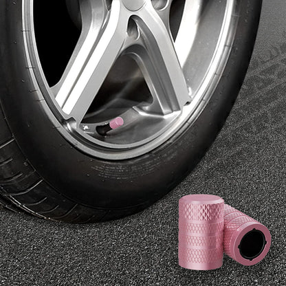 Black Anodized Aluminum Tire Valve Stem Caps Set, 4 Pack, Universal Fit Cars Trucks SUVs Motorcycles