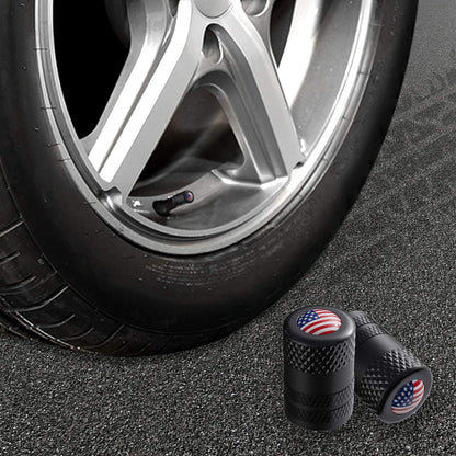 Black Anodized Aluminum Tire Valve Stem Caps Set, 4 Pack, Universal Fit Cars Trucks SUVs Motorcycles