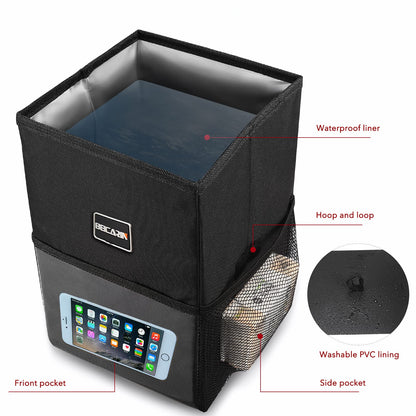 Beicarin Car Trash Can With Lid 2.6 Gal Leakproof Collapsible SUV Truck Van Organizer
