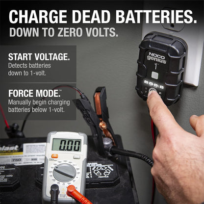 NOCO Genius1 1A 6V 12V Smart Battery Charger Maintainer Desulfator for Lead Acid LiFePO4