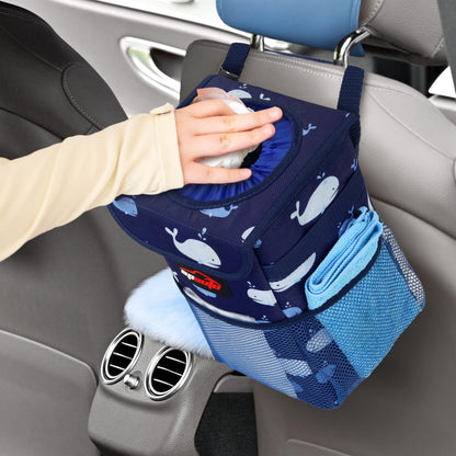EPAuto Waterproof Car Trash Can With Lid And Storage Pockets 2.5 Gallon Black