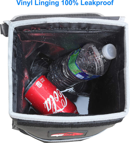 EPAuto Waterproof Car Trash Can With Lid And Storage Pockets 2.5 Gallon Black