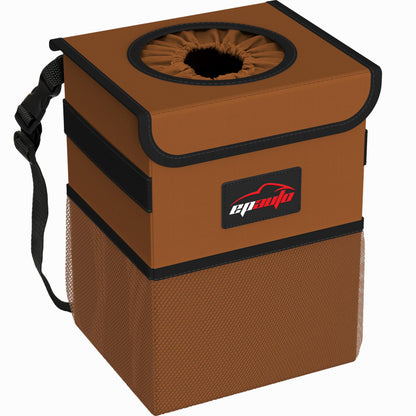 EPAuto Waterproof Car Trash Can With Lid And Storage Pockets 2.5 Gallon Black