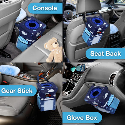 EPAuto Waterproof Car Trash Can With Lid And Storage Pockets 2.5 Gallon Black