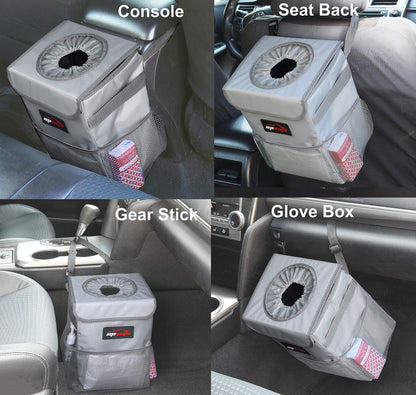 EPAuto Waterproof Car Trash Can With Lid And Storage Pockets 2.5 Gallon Black