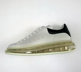 Alexander McQueen Oversized Transparent Sole Sneakers in White Leather with Black Detail New