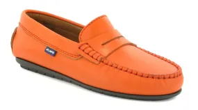 Altanta Mocassin Orange Coral Smooth Leather Penny Loafer