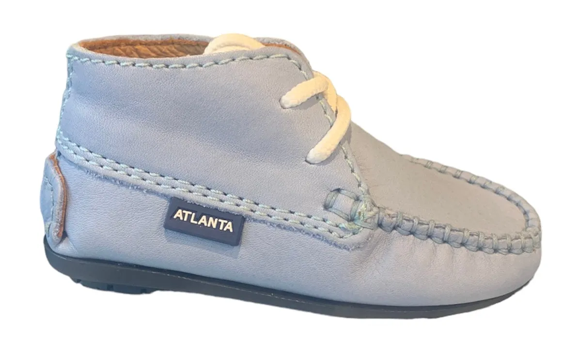 Altanta Moccasin Baby Blue Sky Leather Booties