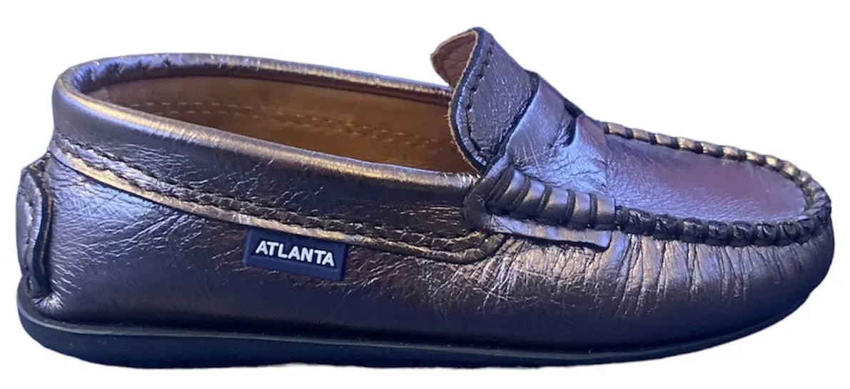 Altanta Moccasin Grey Metal Leather Penny Loafer