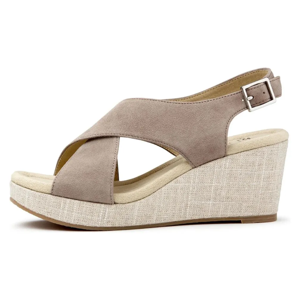 Ara Regine Taupe Leather Wedge Sandal (Women's)