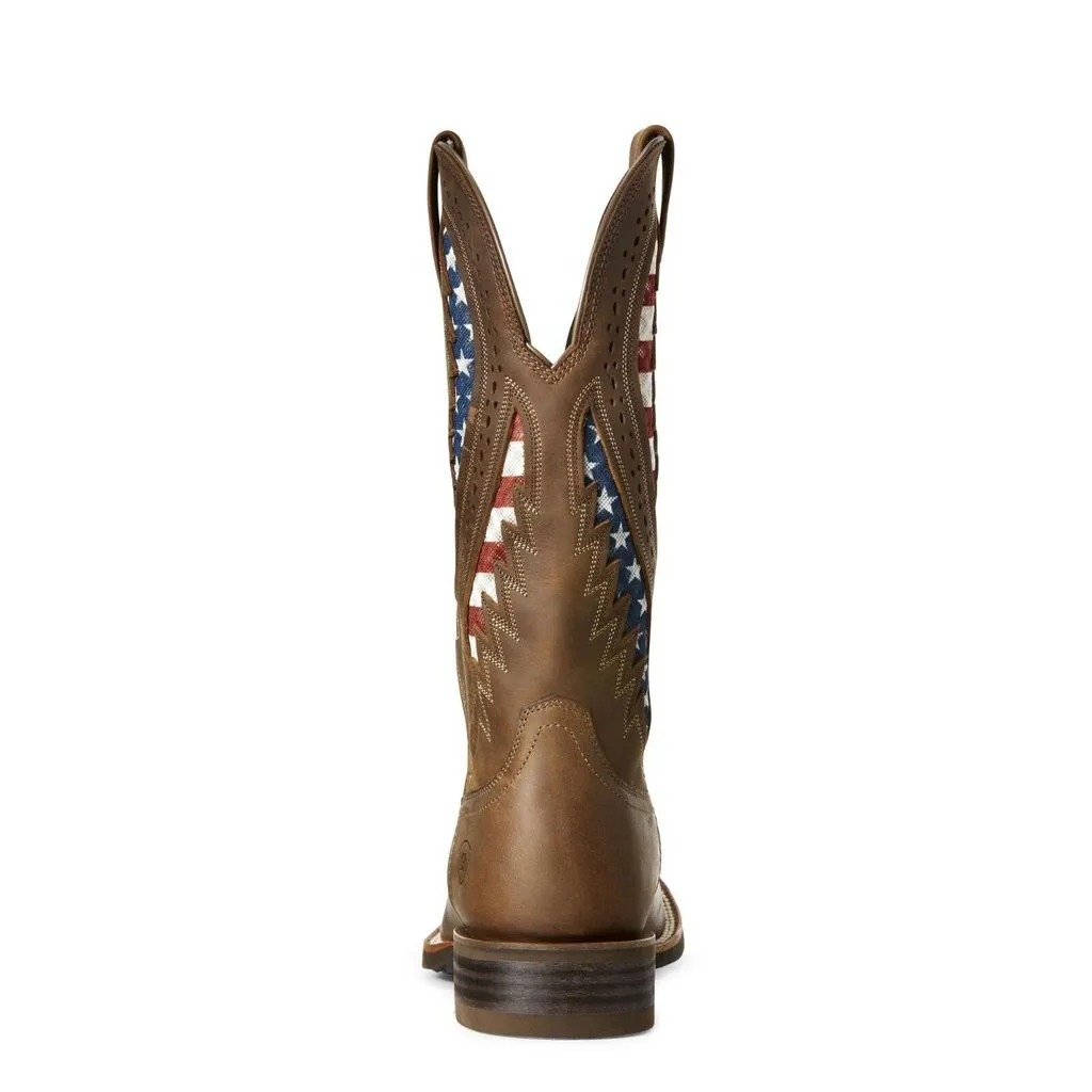 Ariat Men's Quickdraw VentTEK Brown Patriotic Flag Boots Style 10027165