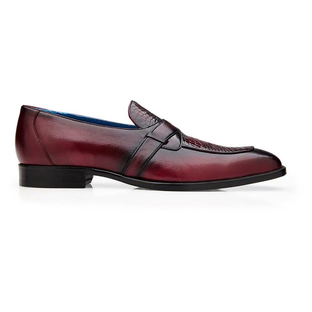 Belvedere Tornado Antique Burgundy American Alligator Loafer