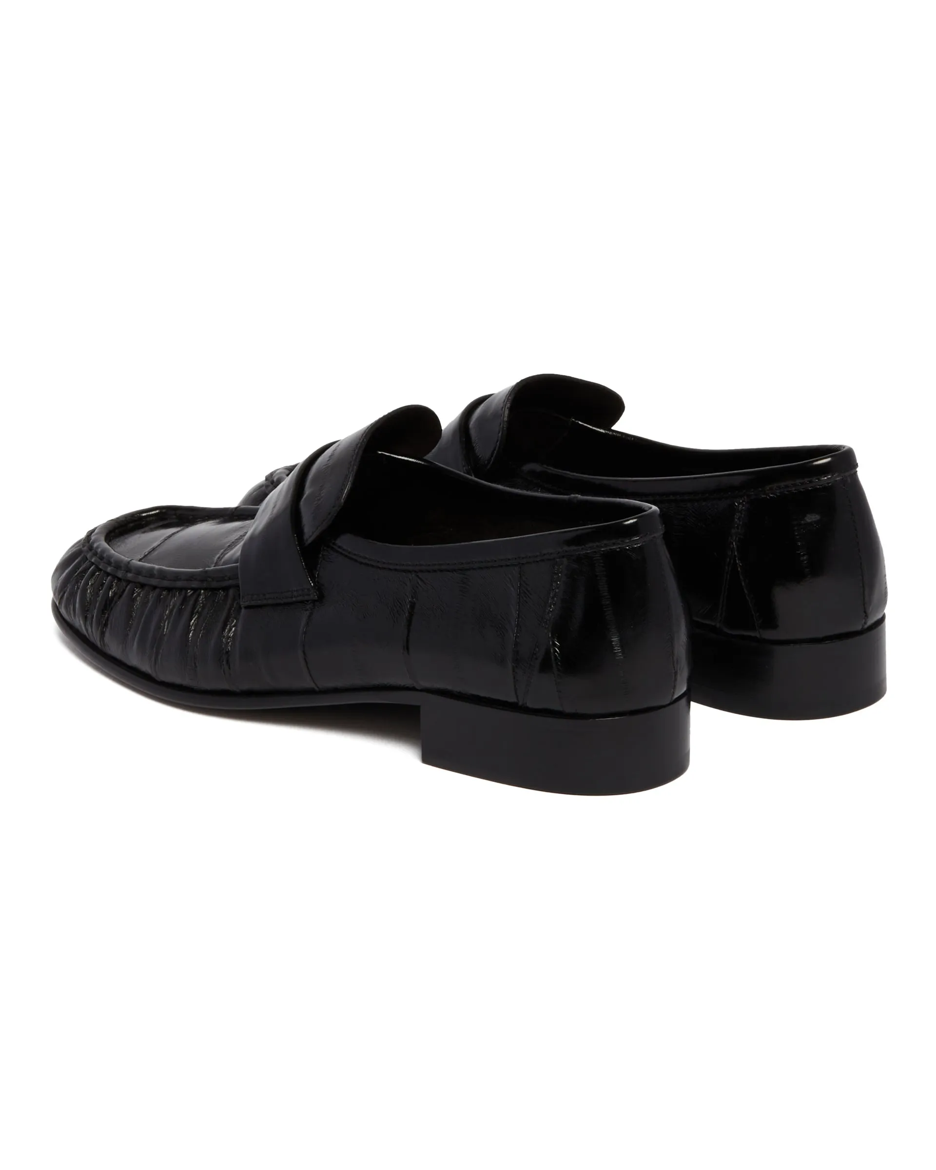 Black Eelskin Leather Loafers