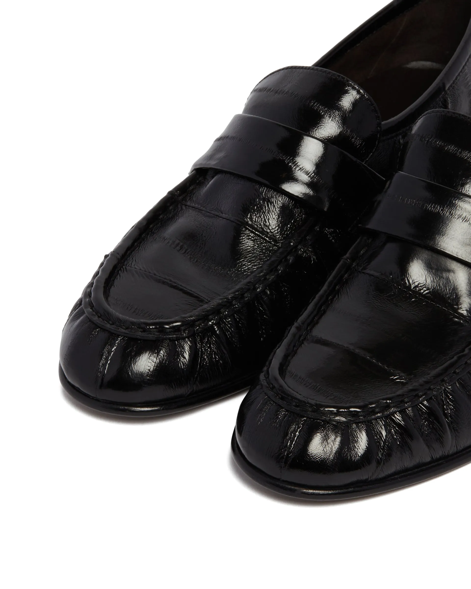 Black Eelskin Leather Loafers