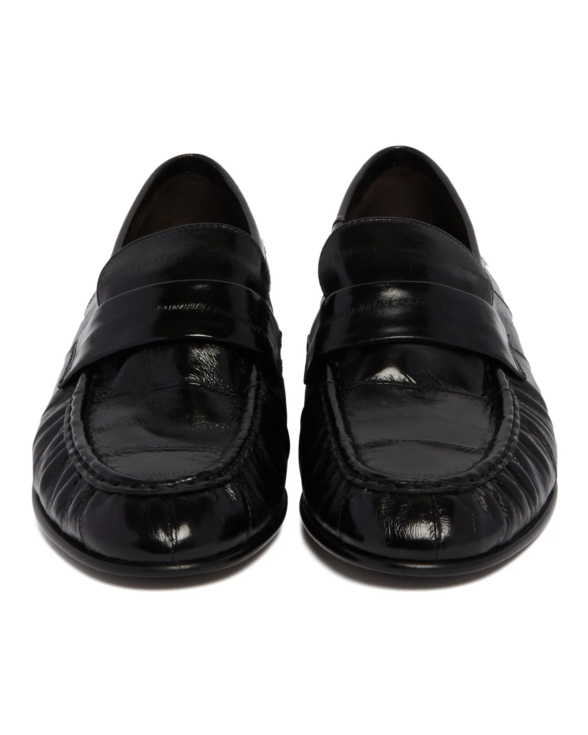 Black Eelskin Leather Loafers