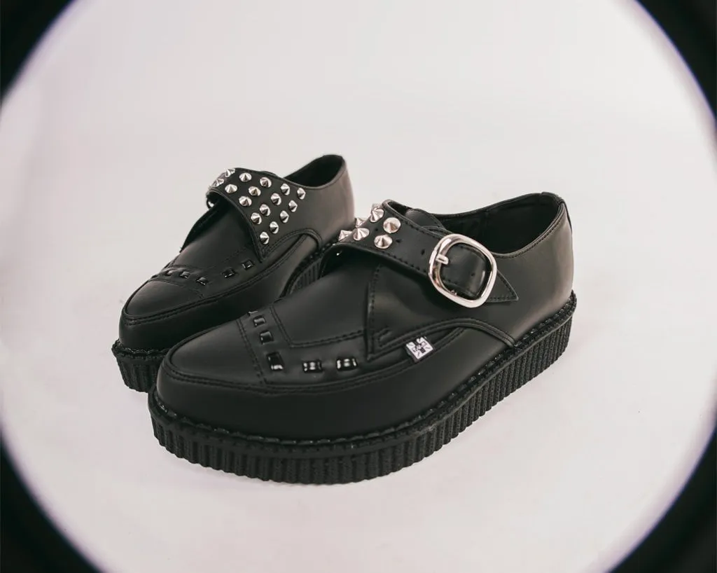 Black TUKskin Studded Buckle Pointed Creeper