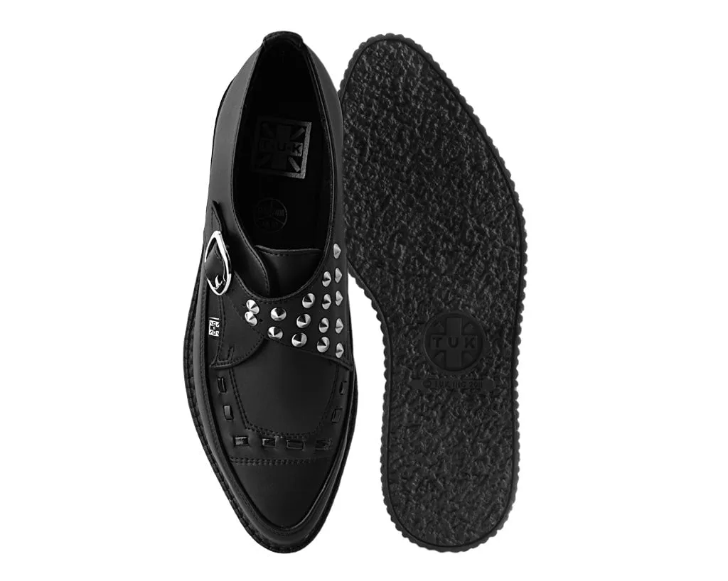 Black TUKskin Studded Buckle Pointed Creeper