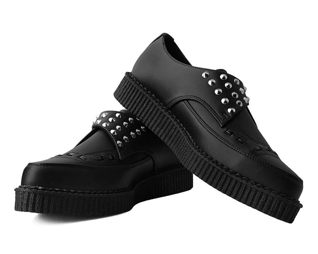 Black TUKskin Studded Buckle Pointed Creeper