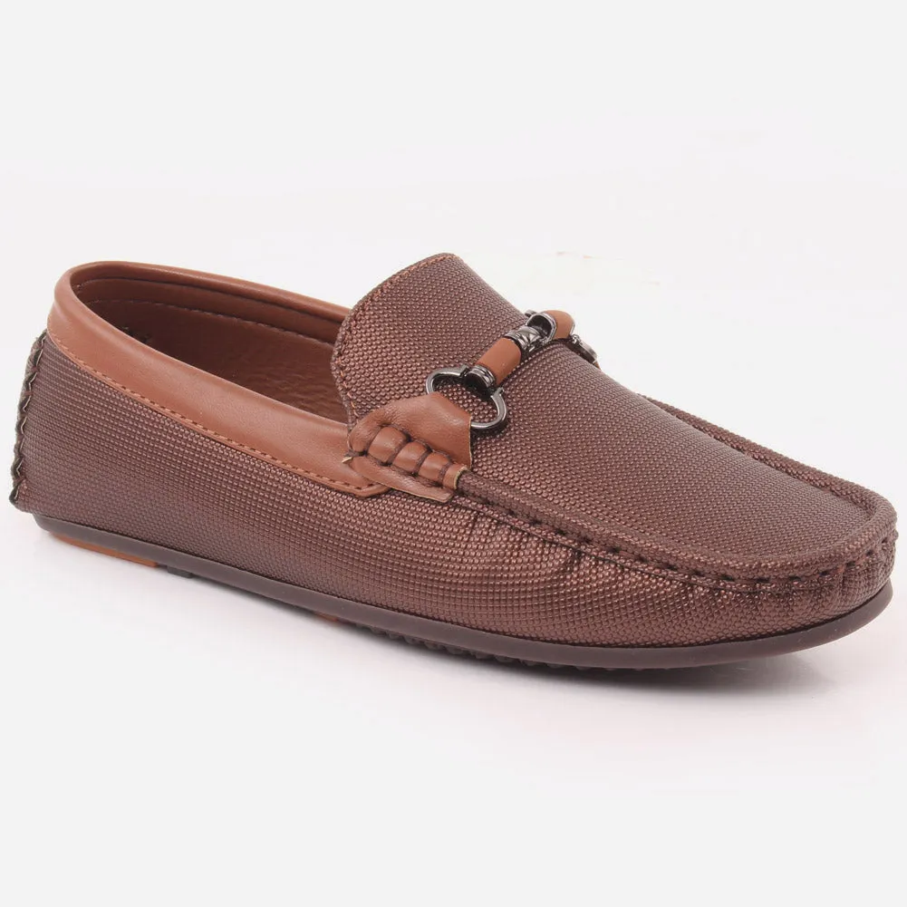 Boys "EZRA" Two Tone Buckle Moccasins