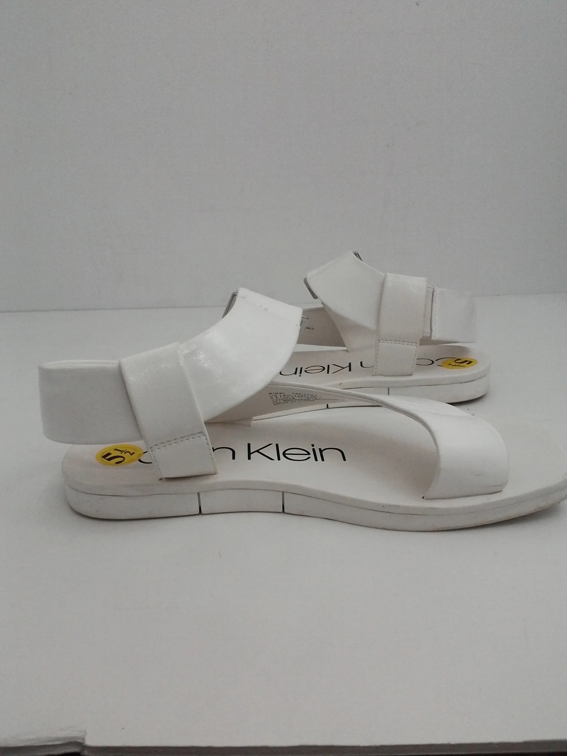 Calvin Klein Women's White Rikki Flat Sandal Size 5.5