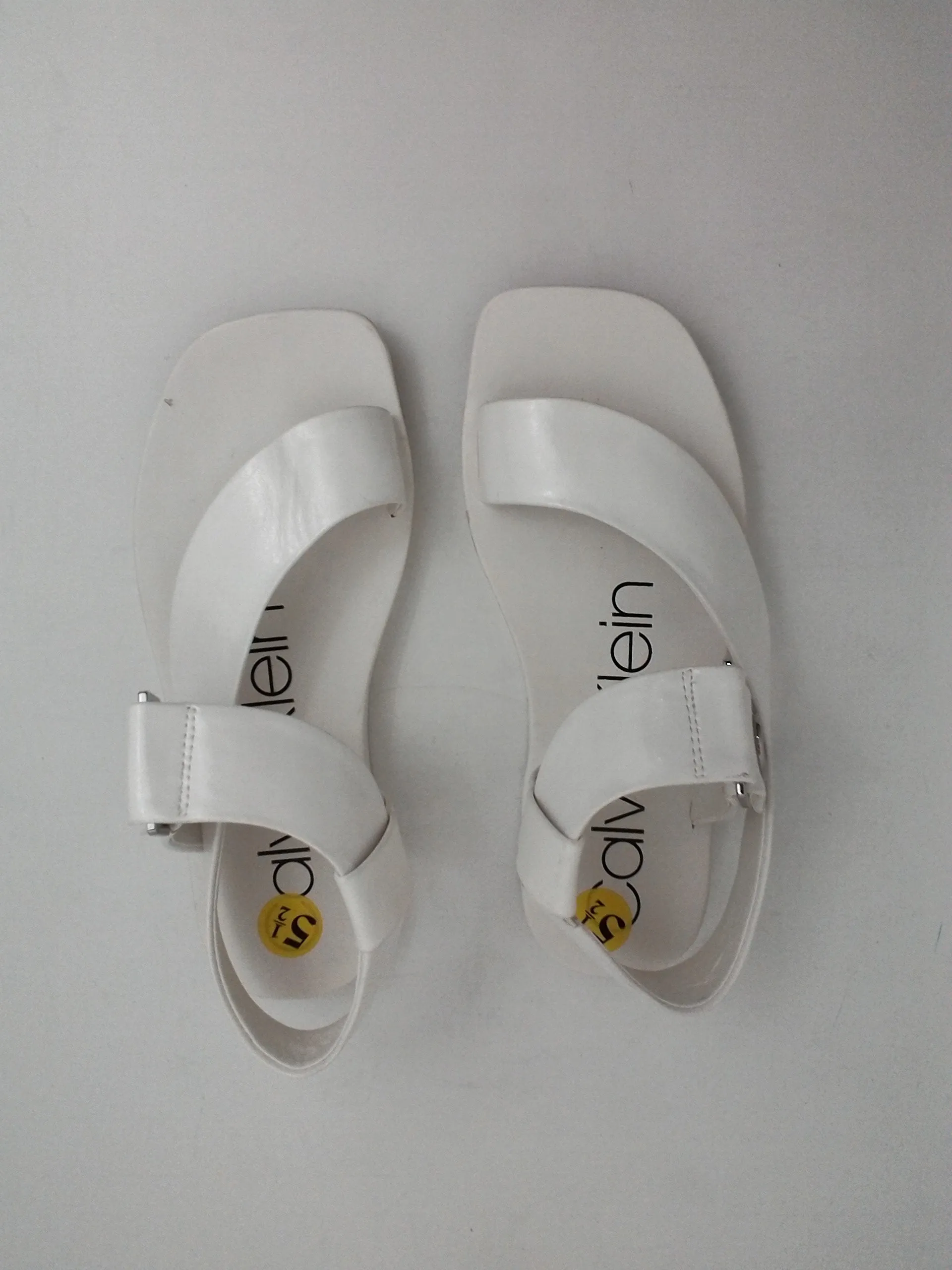 Calvin Klein Women's White Rikki Flat Sandal Size 5.5