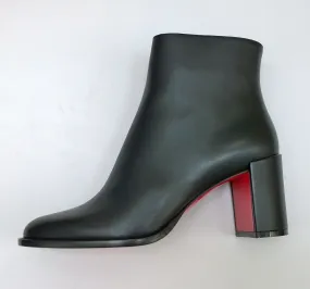 Christian Louboutin Adoxa 70 Black Leather Ankle Boots Block Heels