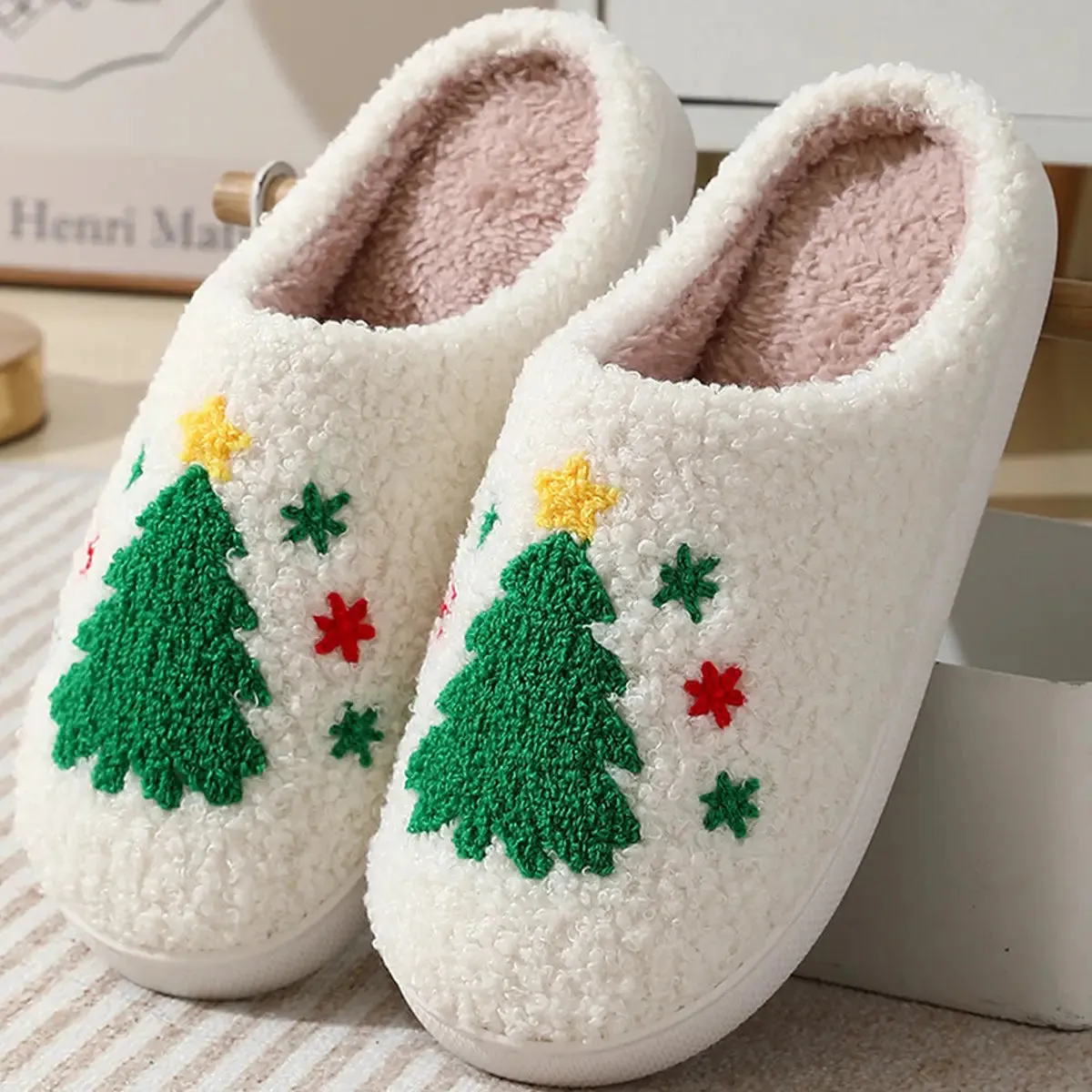 Christmas Tree Farm Fuzzy Slippers