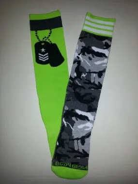 Dog Tag Lime Green Crew Socks