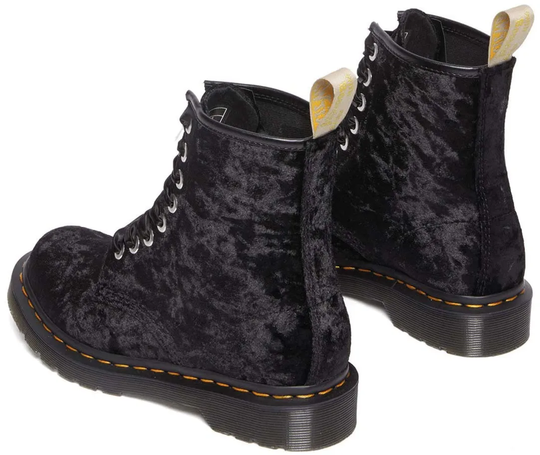 Dr. Martens Womens Vegan 1460 Black Crushed Velvet