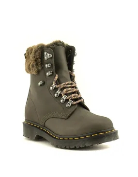 Dr. Martens — 1460 Serena Collar Boot - Khaki Grey   Brown