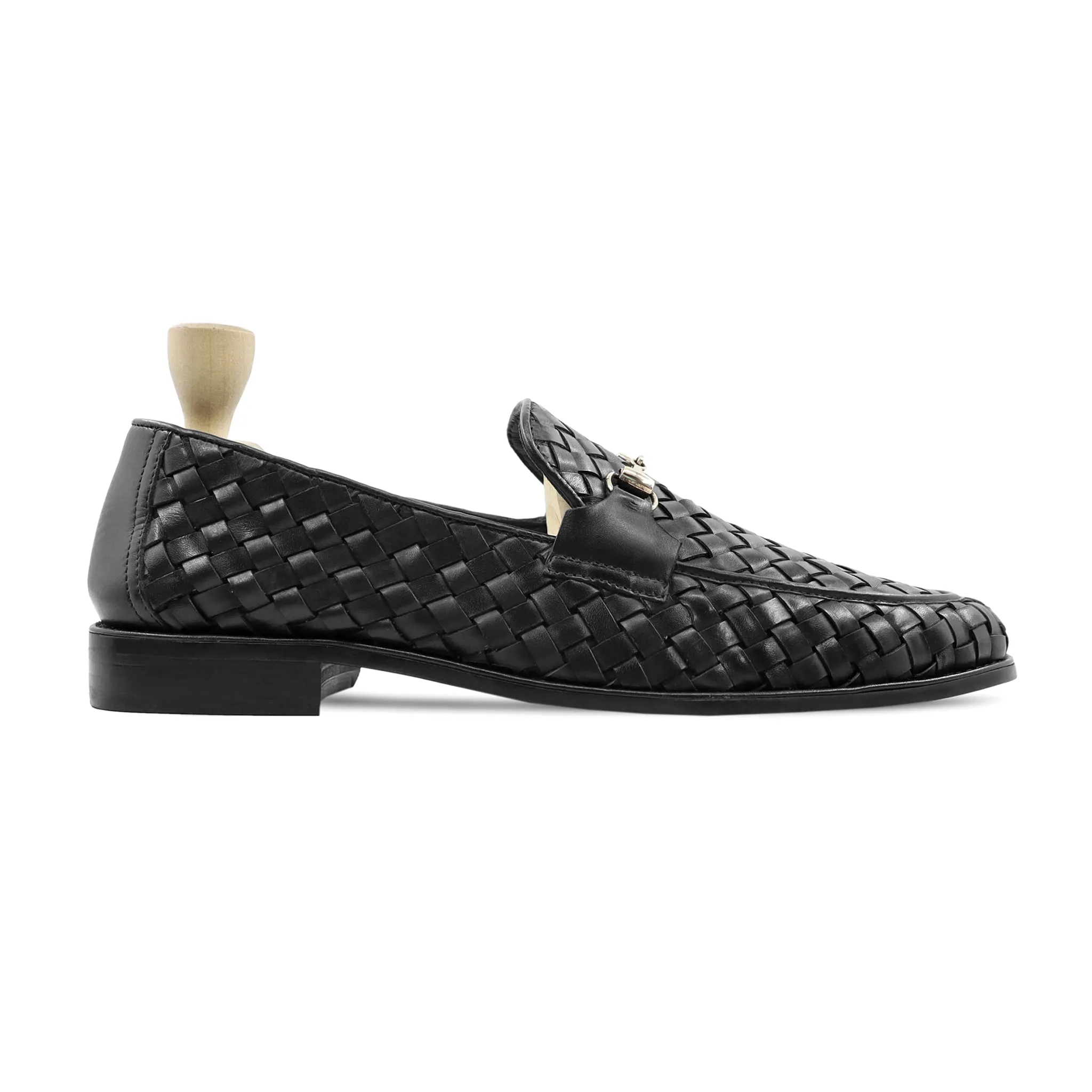 Engabreen - Men's Black Hand Woven Calf Leather Loafer