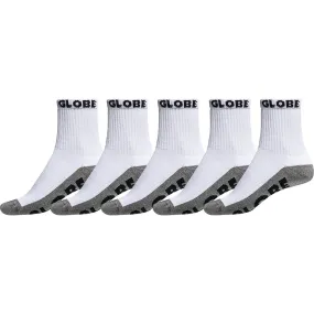 Globe QUARTER SOCK 5 Pack White/Grey