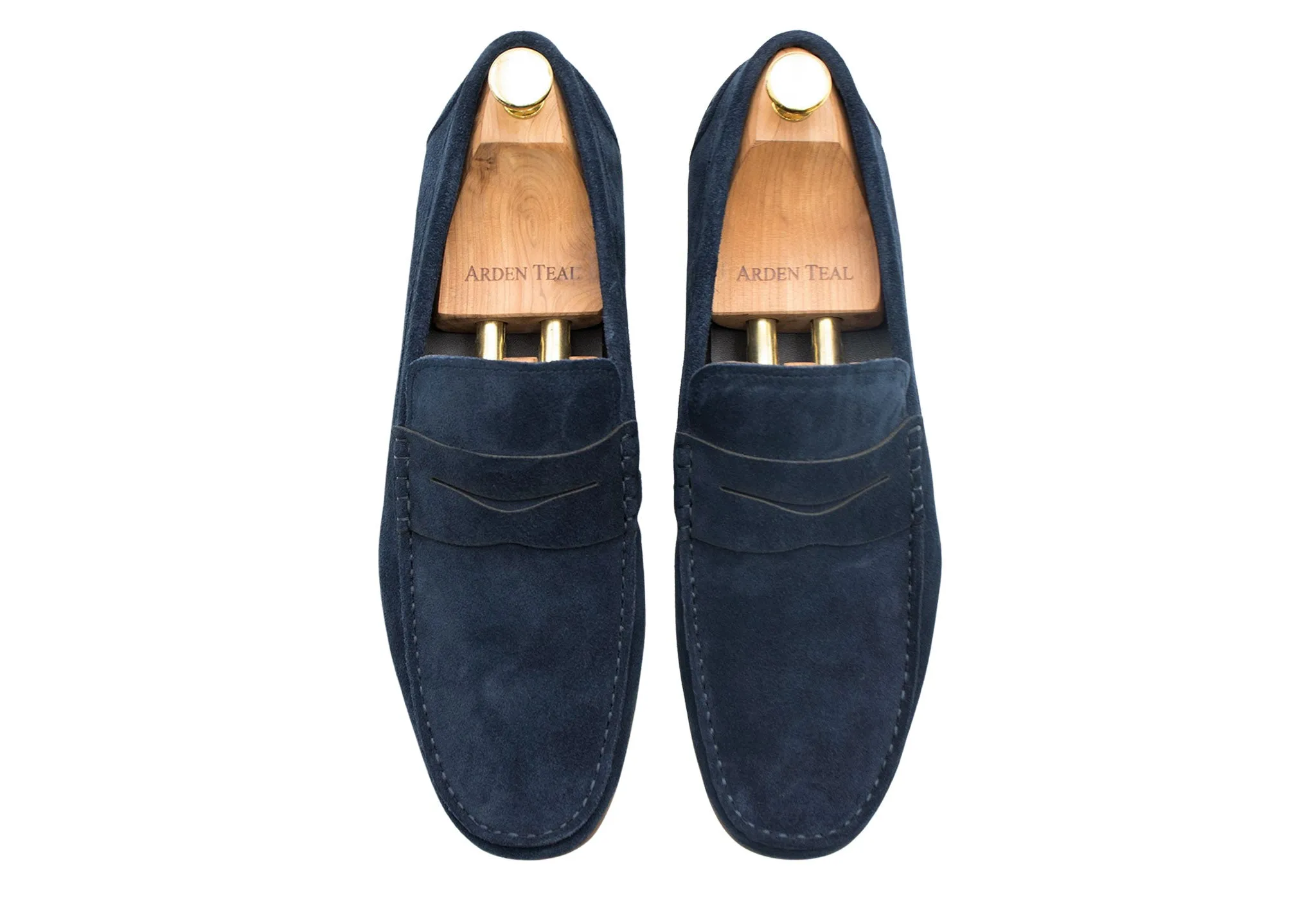 Gregores Navy Suede Penny Moccasins