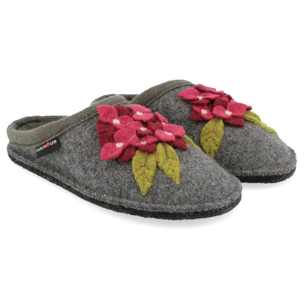 Haflinger Hortensia Grey Wool Slipper (Women's)