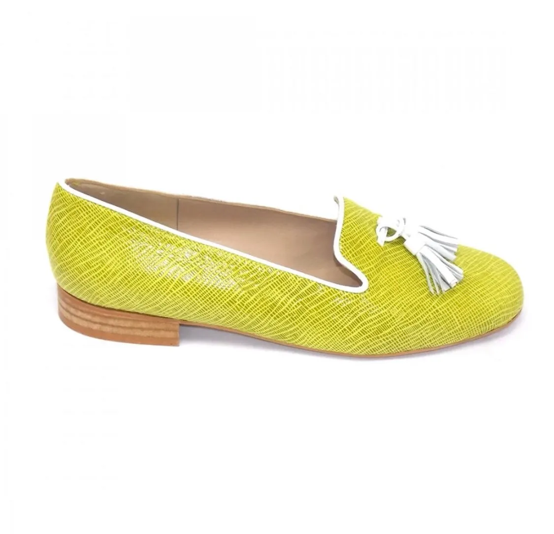 HB Shoes Clover Lemon White Trim Tassel Loafer