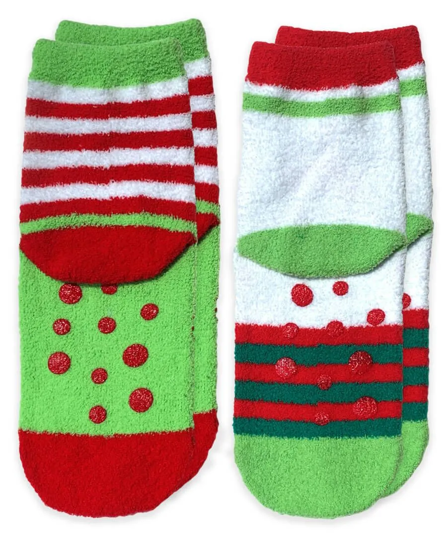 Holiday Gnome | Fuzzy Non-Skid Slipper Socks - 2 Pair Pack