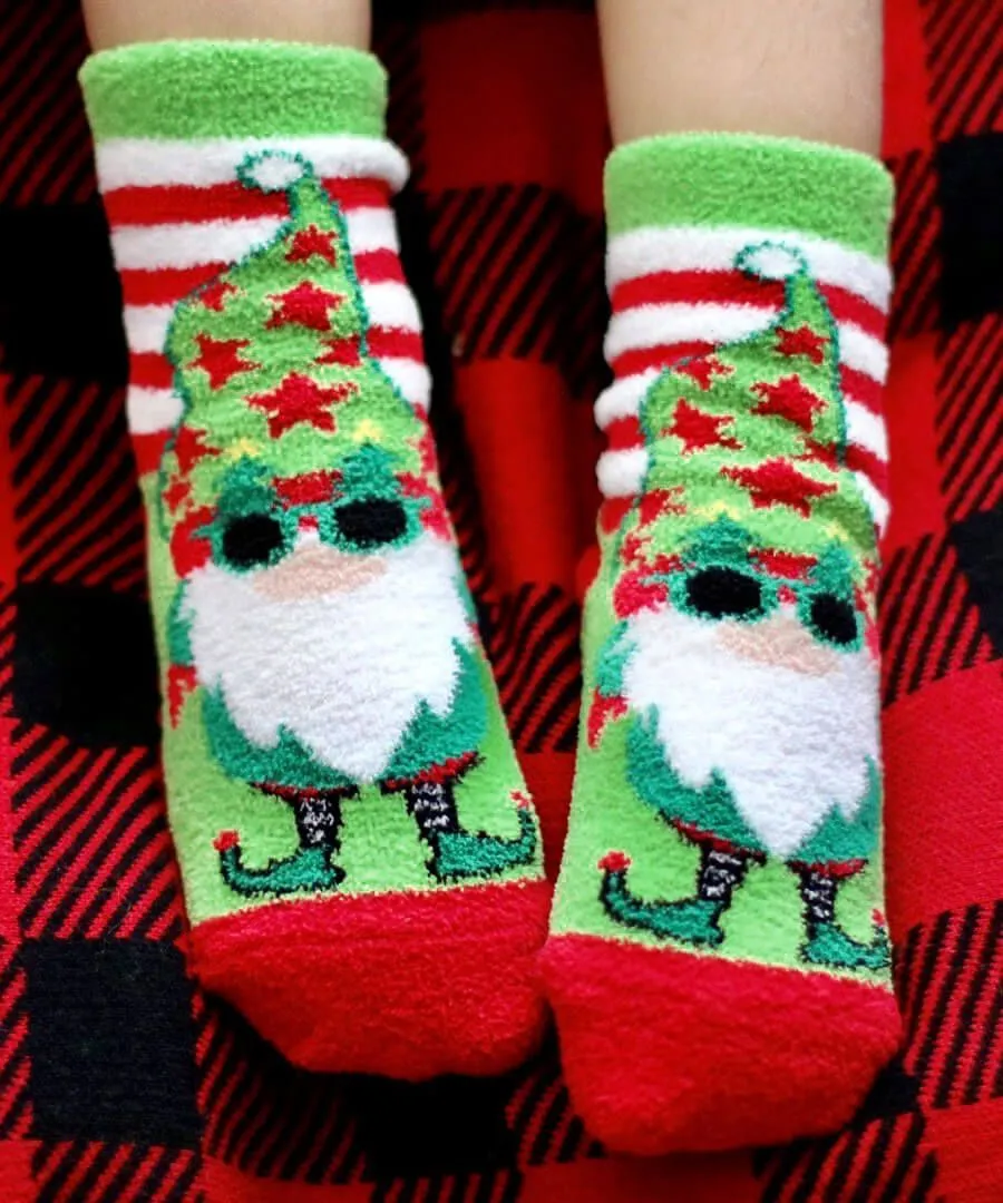 Holiday Gnome | Fuzzy Non-Skid Slipper Socks - 2 Pair Pack