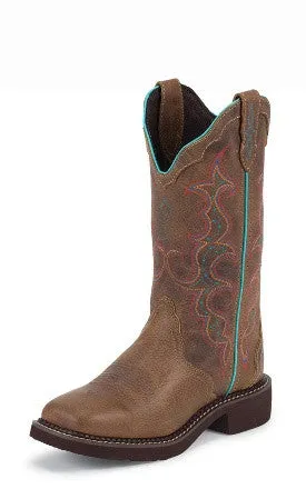 Justin Women's (L2900) Gypsy 12" Tan Jaguar Square Toe Cowgirl Boots