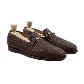 Kherson - Men's Dark Brown Hand Woven Leather Loafer